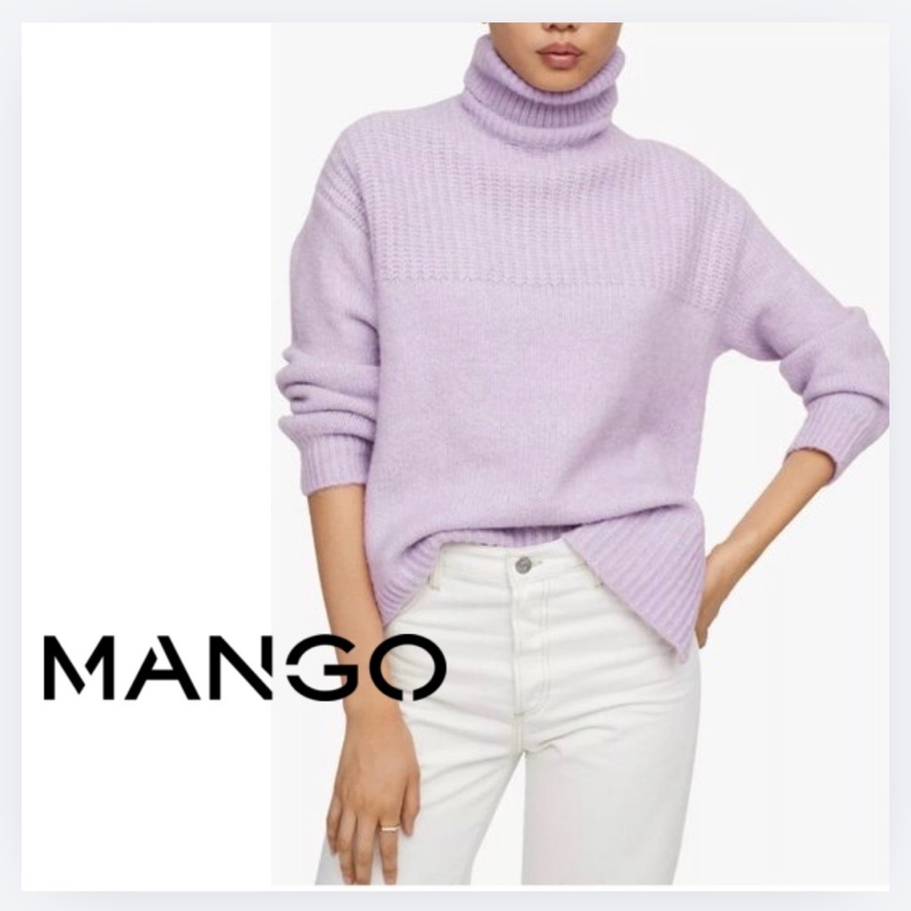 Mango Women's Soft Lilac Turtleneck Sweater